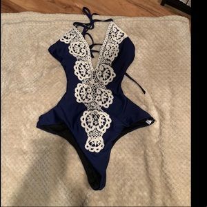 One Piece Crochet Cutout Swimsuit